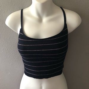 dark blue and pink crop top
